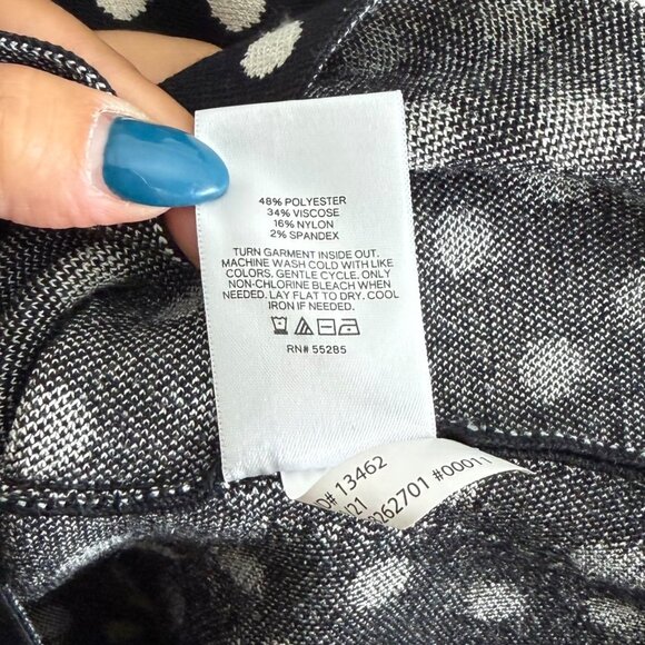 Express Body Contour Polkadot Peplum Knit Top Black Small Twee Romantic Pinup - Picture 4 of 4